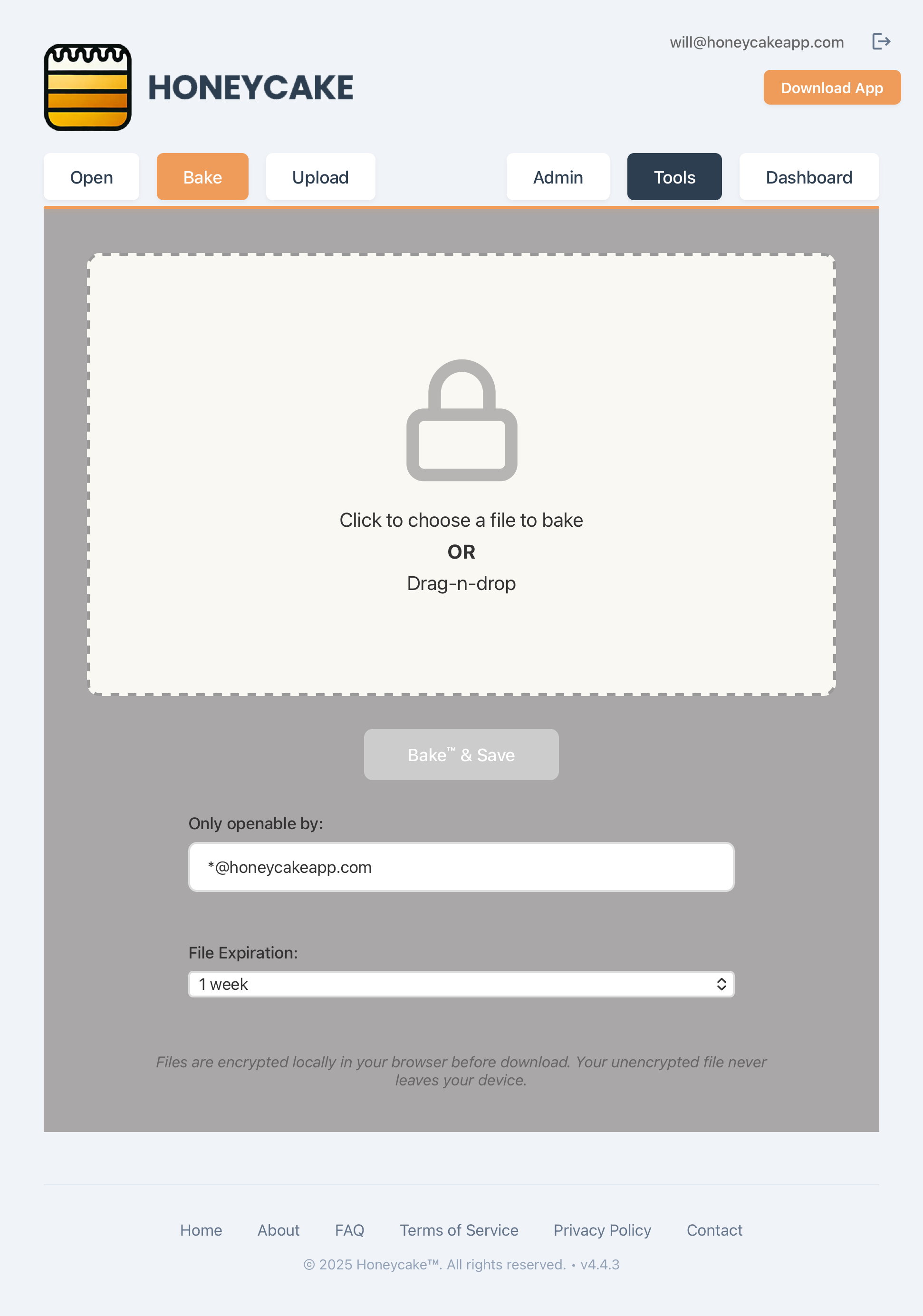 Honeycake Actions interface