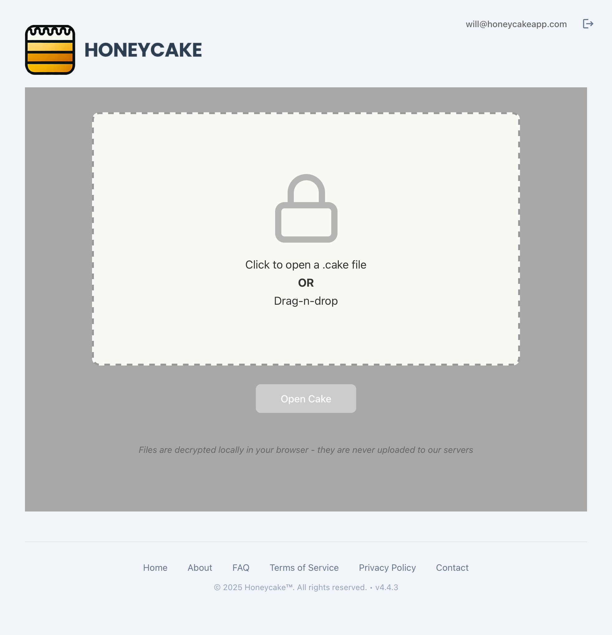 Honeycake Opener interface
