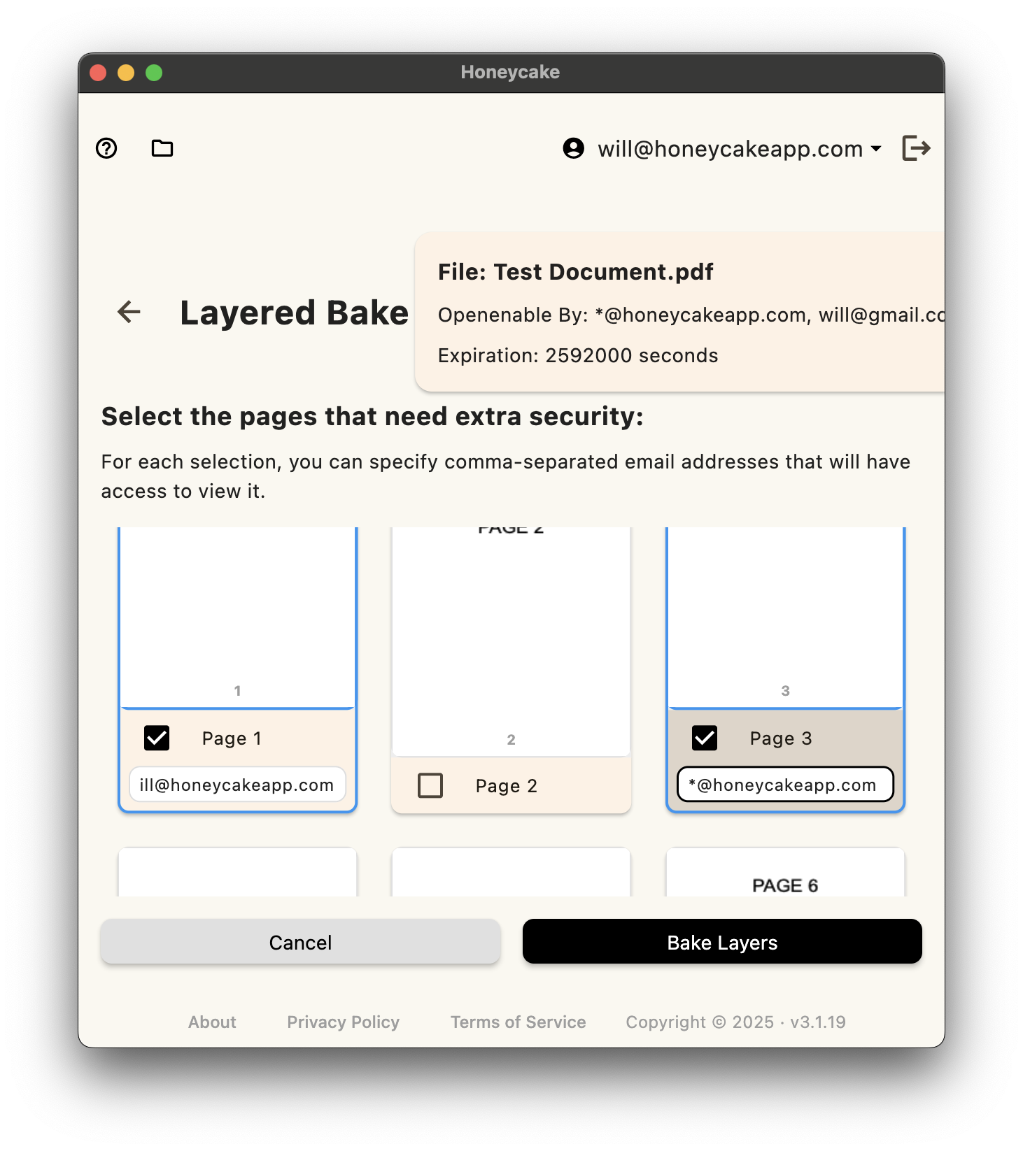 Layered Bake Interface
