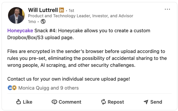 Honeycake Snack #4 - Custom upload page