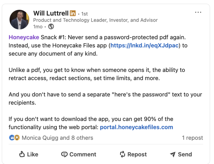 Honeycake Snack #1 - Never send password-protected PDFs