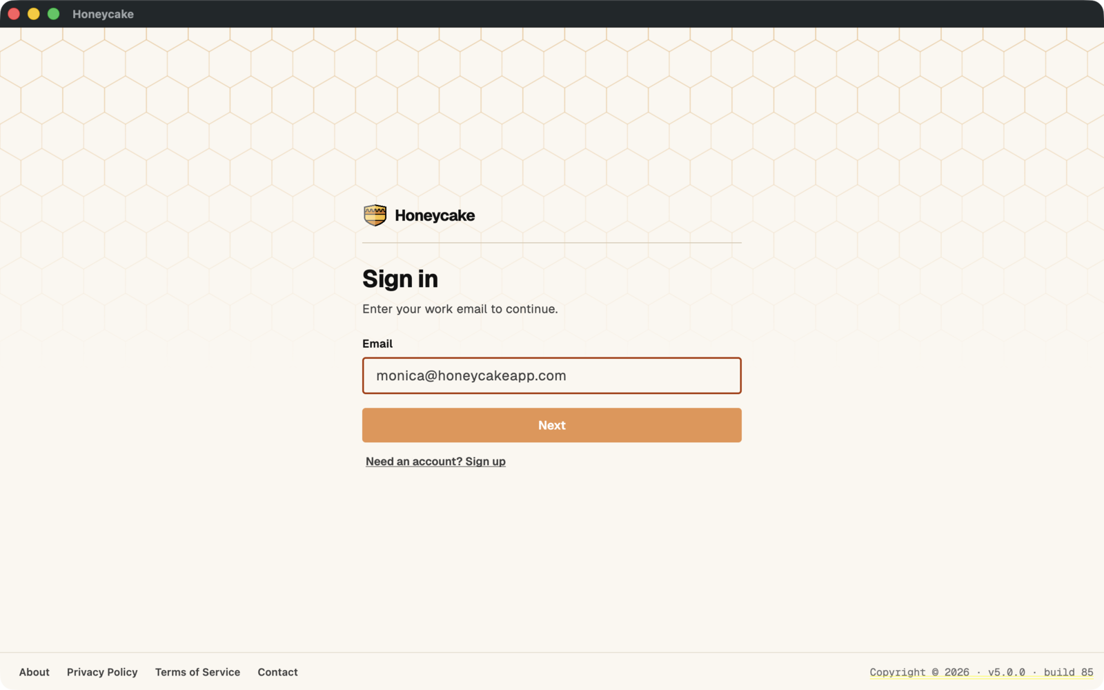 Sign in with your email; your PIN unlocks the app