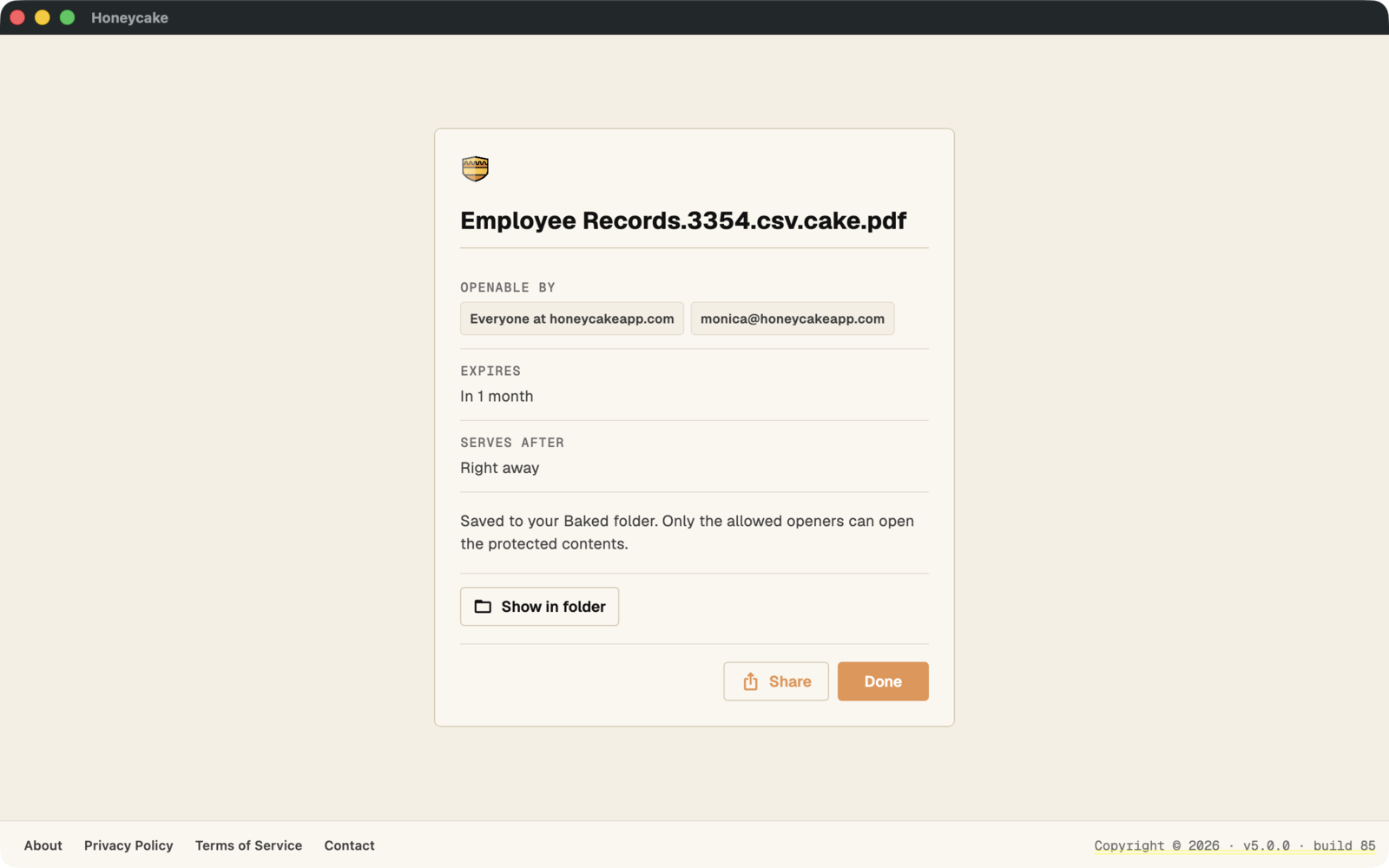 Baked: expiration and openable date at a glance, ready to share
